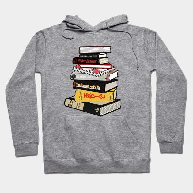 True Crime Book Pile Art Hoodie by BasicBeach